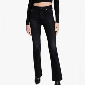 New AG Womens Alexxis Boot Cut Jeans Raw Hem High Rise Ag-ed Denim Black